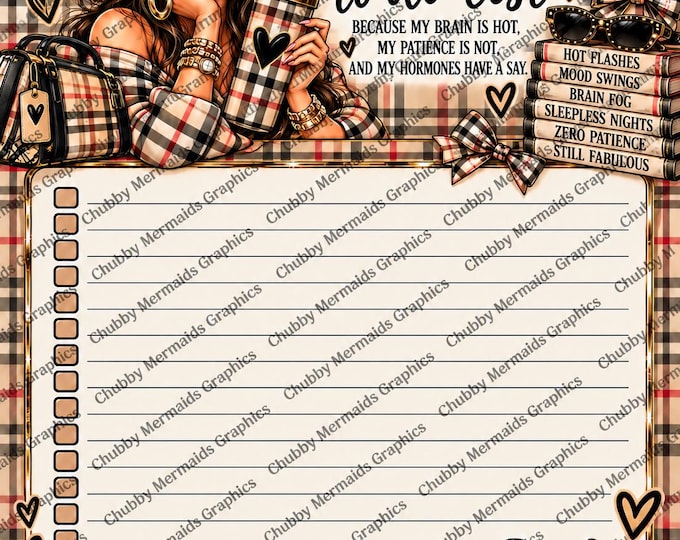 Funny Menopause To Do List Printable | Luxury Plaid Checklist (Digital Download)