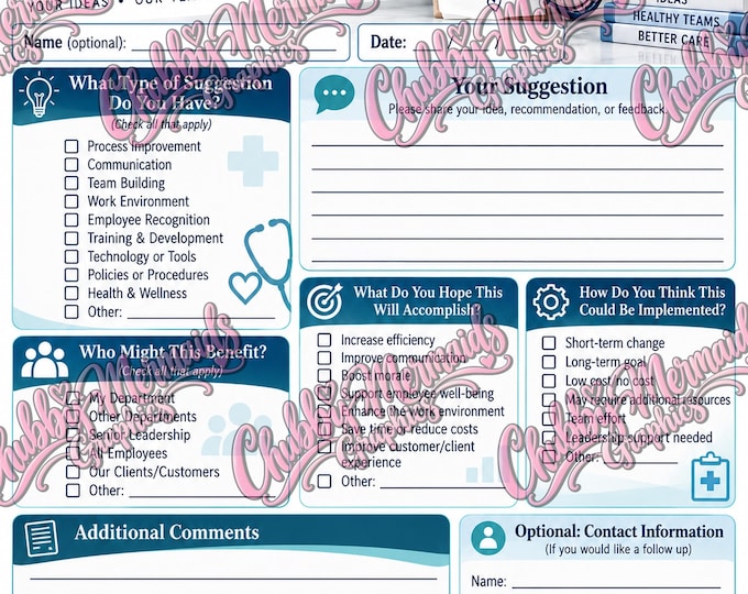 Medical Employee Suggestion Form | Healthcare Staff Feedback (Digital Download)