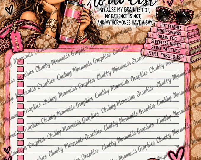 Snarky Menopause To-Do List | Pink Leopard Planner (Digital Download)