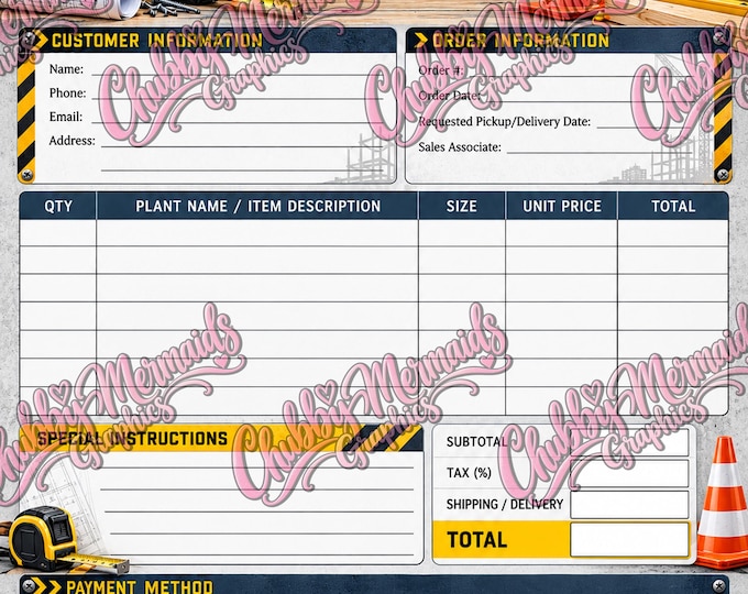 Construction Sales Order Form | Industrial Contractor Template (Digital Download)