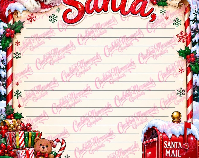 Classic Santa Letter Printable | Christmas Wish List, North Pole Mailbox (Digital Download)