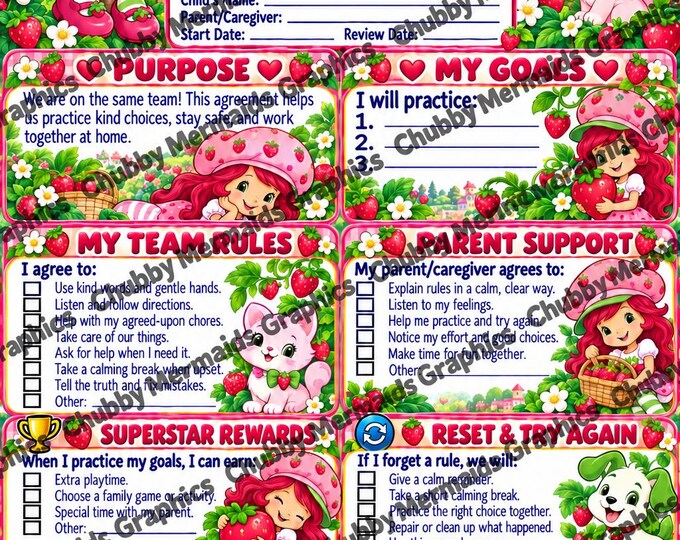Strawberry Shortcake Parent-Child Contract | Ages 6-10 Family Rules (PDF)