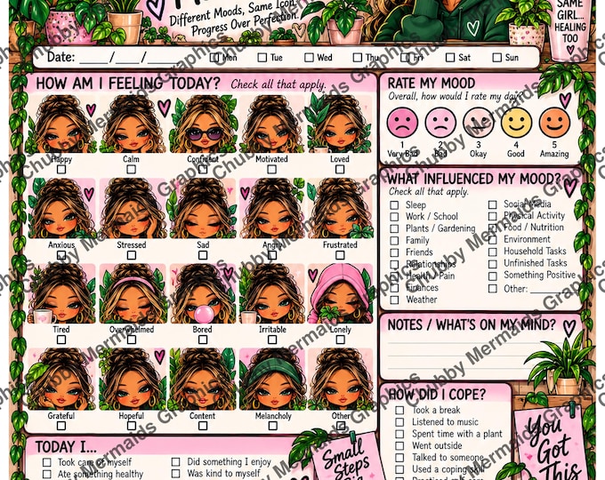 Plant Lover Mood Log Printable | Mental Health Tracker (Digital Download)