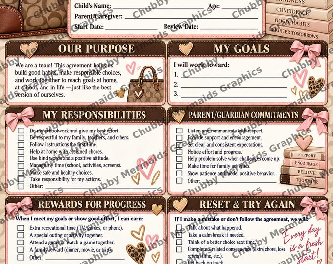 Parent & Child Behavior Contract | Tween Ages 10-14 (PDF Download)