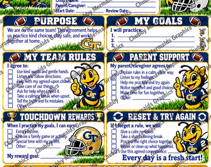 Georgia Tech Football Behavior Contract | Ages 6-10 Family Agreement (PDF Download)