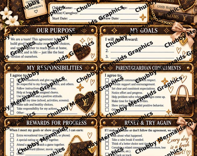 Louis Vuitton-Inspired Parent & Child Contract | Tween Responsibility Agreement (Digital Download)