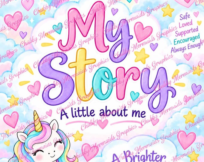 Foster Child Information Binder Printable | Girls Unicorn & Rainbow Journal | All About Me | Foster Care Planner | 9-Page PDF