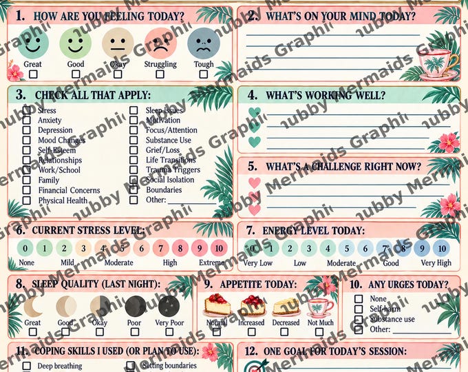 Golden Girls Therapy Check-In Printable | Retro Miami Mental Health Worksheet (Digital Download)