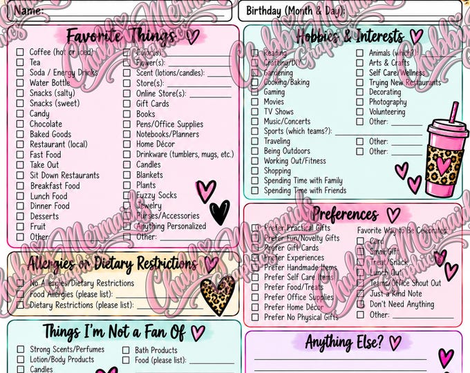 Sassy Coworker Birthday Questionnaire | Office Employee Favorites (Digital Download)