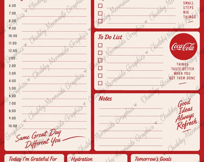 Vintage Coca-Cola Daily Planner | Soda Shop Style Schedule (Digital Download)