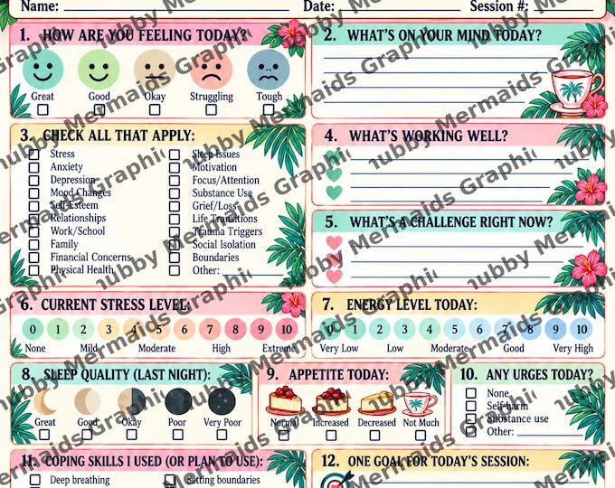 Golden Girls Therapy Check-In Worksheet | Retro Miami Mental Health Form (Digital Download)