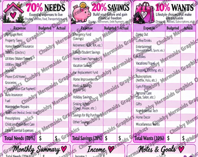 Bratz Themed Budget Planner | 70-20-10 Monthly Tracker (PDF)