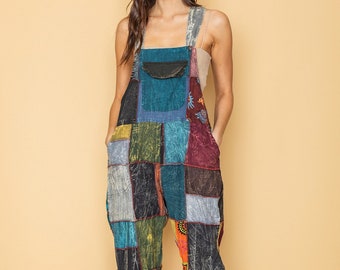 Handmade Bohemian Gypsie Patch Jumpsuit Overall