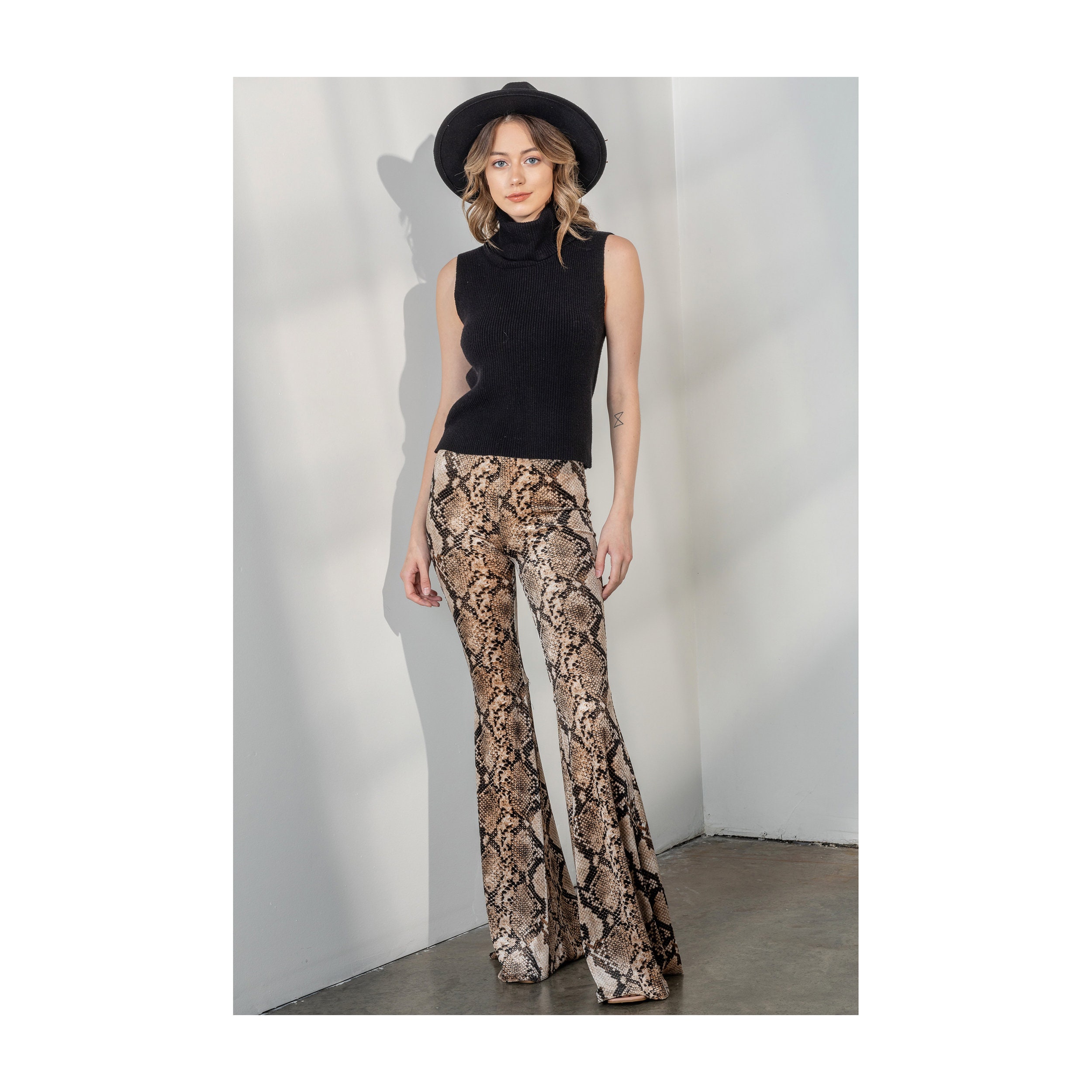 Yummy Material Anaconda Snake Print Flare Pants - Its All Leggings