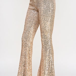 Sequin Flare Pants Zipper Front Closure image 6