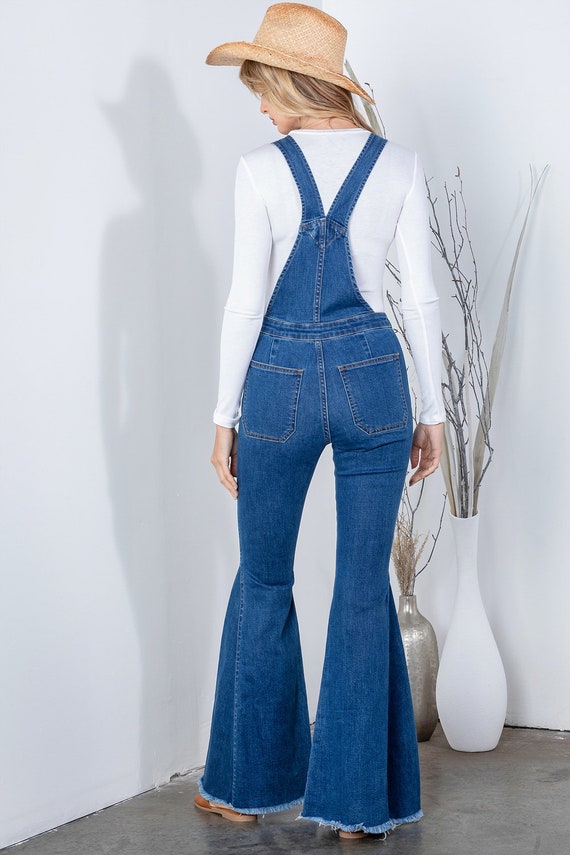 Denim bell hotsell bottom jumpsuit