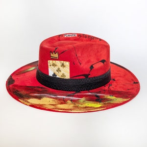 Cowboy Painted Western Hat Handmade High Quality Fabric and Trims image 3