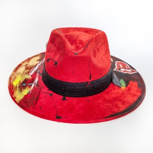 Cowboy Painted Western Hat Handmade High Quality Fabric and Trims image 2