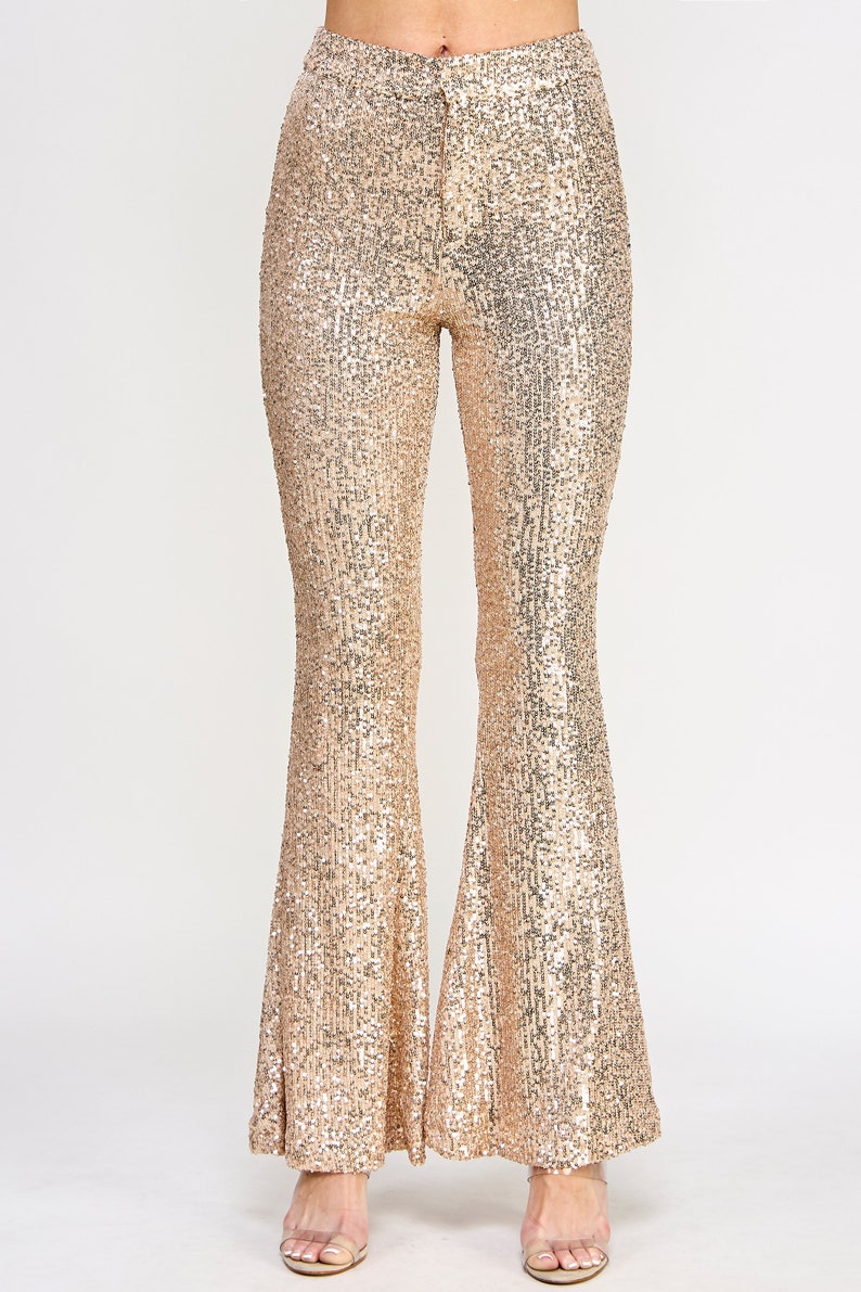 Sequin Flare Pants Zipper Front Closure image 8