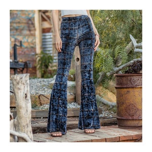 Velvet Plaid Flare Pants with Pockets