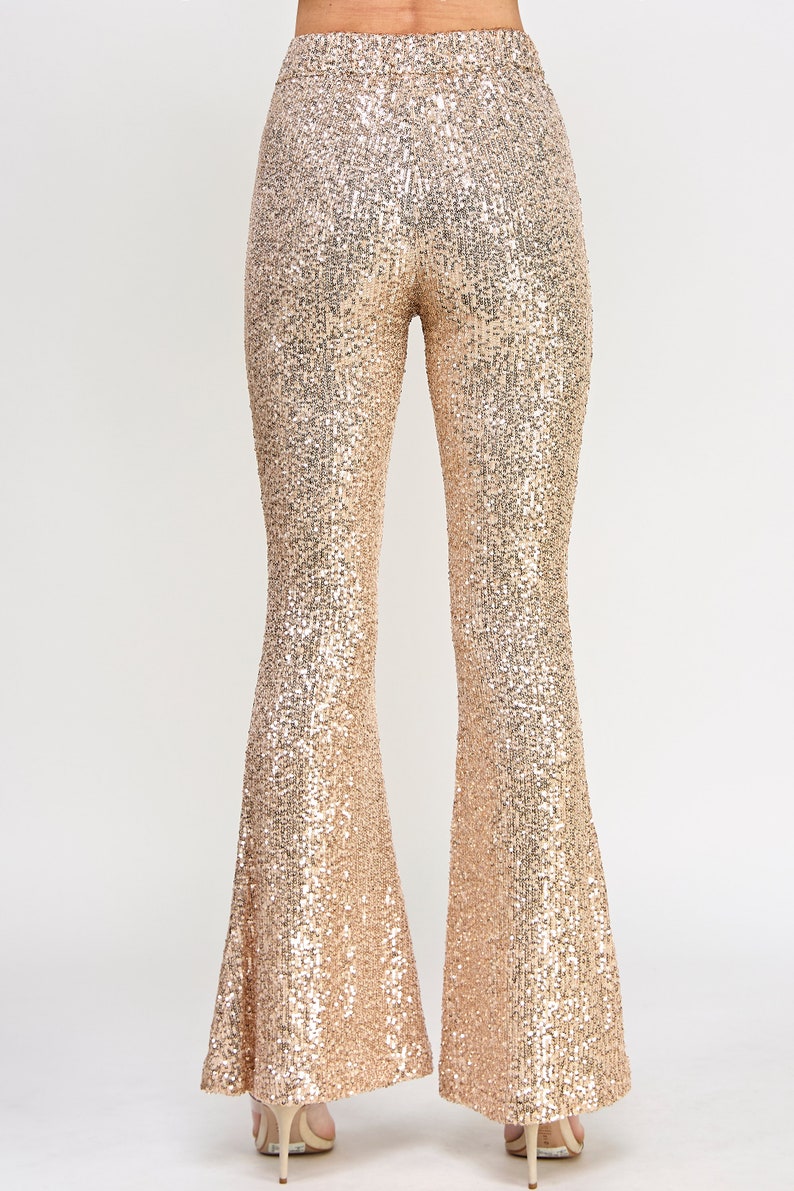 Sequin Flare Pants Zipper Front Closure image 5