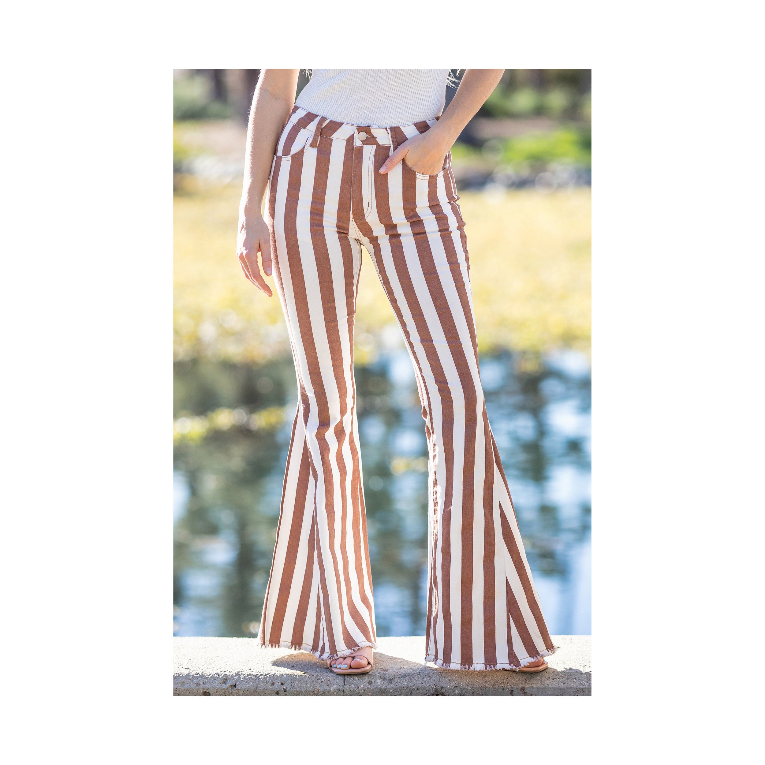 Striped Flare Pants -  UK