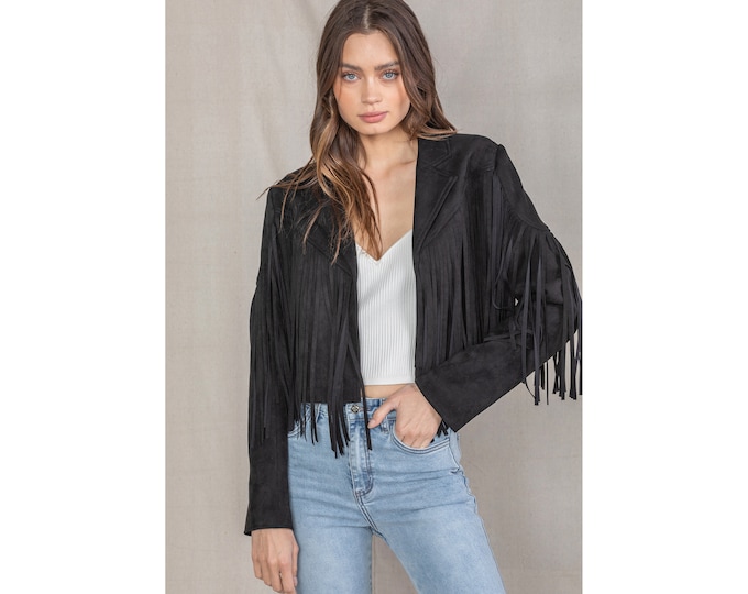 Fringe Suede Moto Jacket