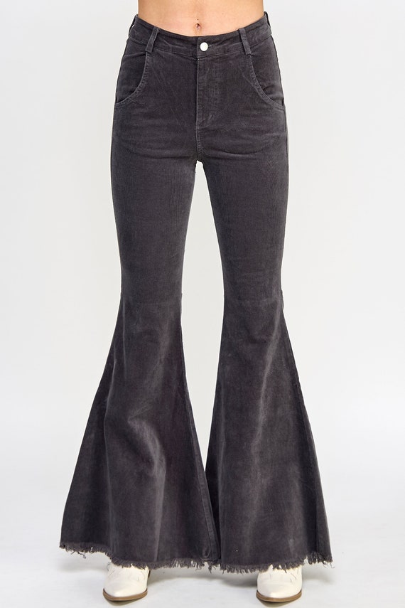 パンツ vintage corduroy flare pants Vintage High Waist Corduroy Flare Pants Bell Bottom Ribbed