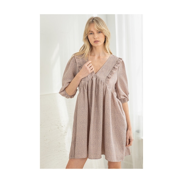 ADORA Loose Textured Babydoll Dress