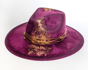 Scarlet Gold Painted Western Hat Handmade High Quality Fabric and Trims