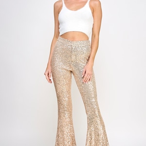 Sequin Flare Pants Zipper Front Closure image 2