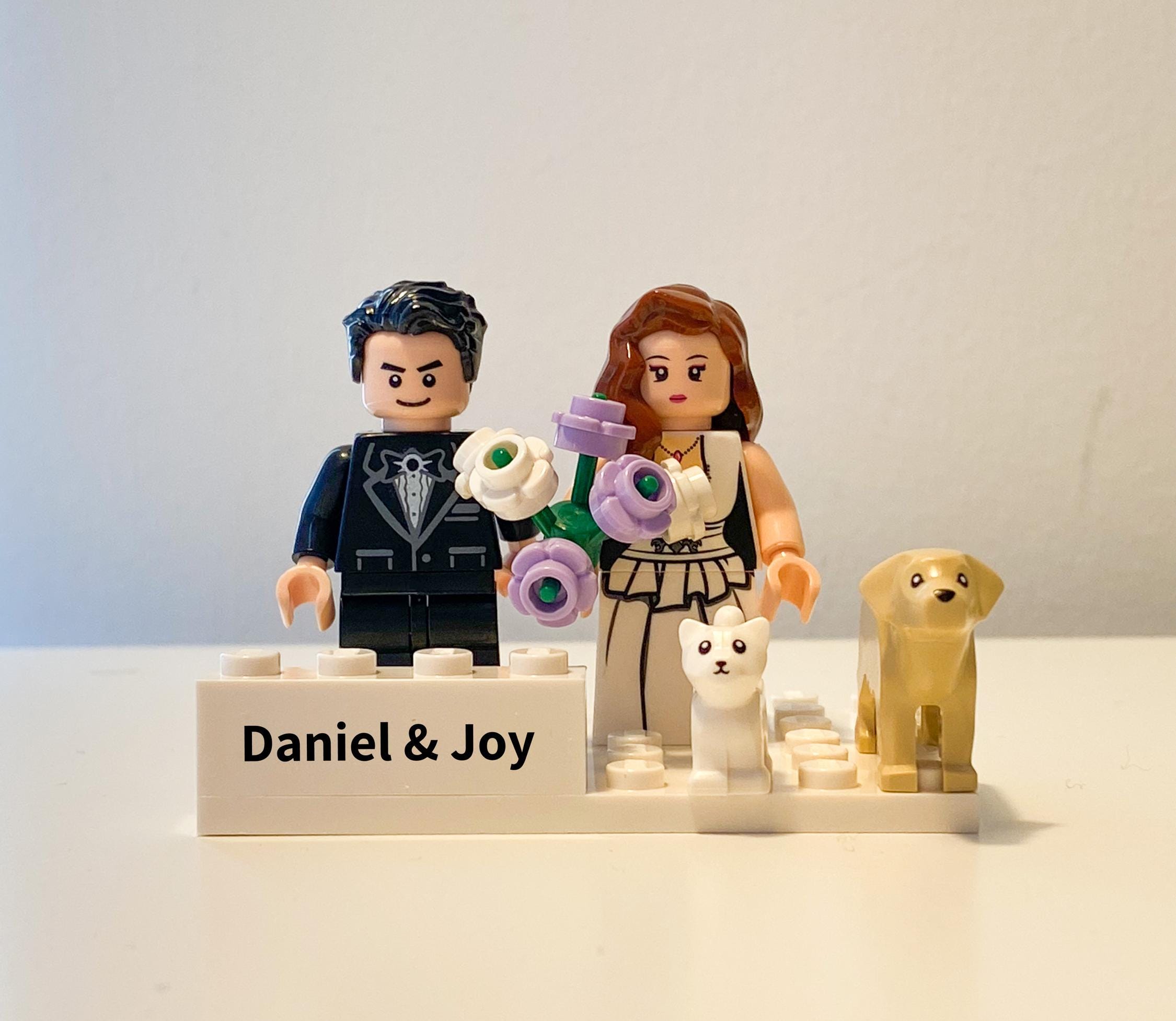 カスタマイズされたウェディングカップルのレゴミニフィギュア | 結婚