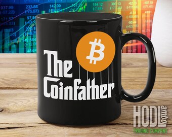 The Coinfather Bitcoin Mug | Fun Movie Theme Gift for Bitcoin BTC Crypto Investors, Traders, and Hodlers. Bitcoin Cryptocurrency Gift