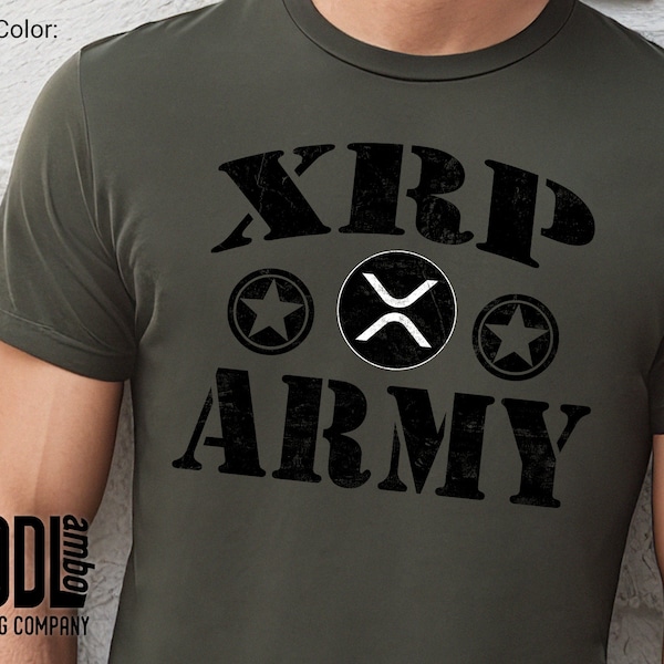 XRP Army T-Shirt | Vintage Distressed Look Ripple Crypto Shirt | XRP Cryptocurrency Military T Shirt | Gift for XRP Crypto Trader