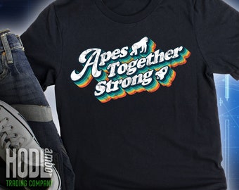 Retro Apes Together Strong T-Shirt | AMC GME MOASS Shirt | Groovy Vintage look Ape To The Moon Stock Market Short Squeeze  Shirt