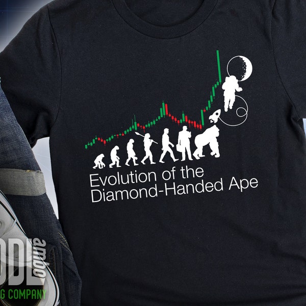 Evolution of the Diamond Handed Ape T-Shirt |AMC GME Short Squeeze Ape Shirt | Reddit Diamond Hands Ape | Wall Street Bets Stock Market Tee