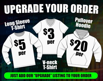 Mejora tu pedido de camisetas: camiseta de cuello en V, camiseta de manga larga, sudadera con capucha