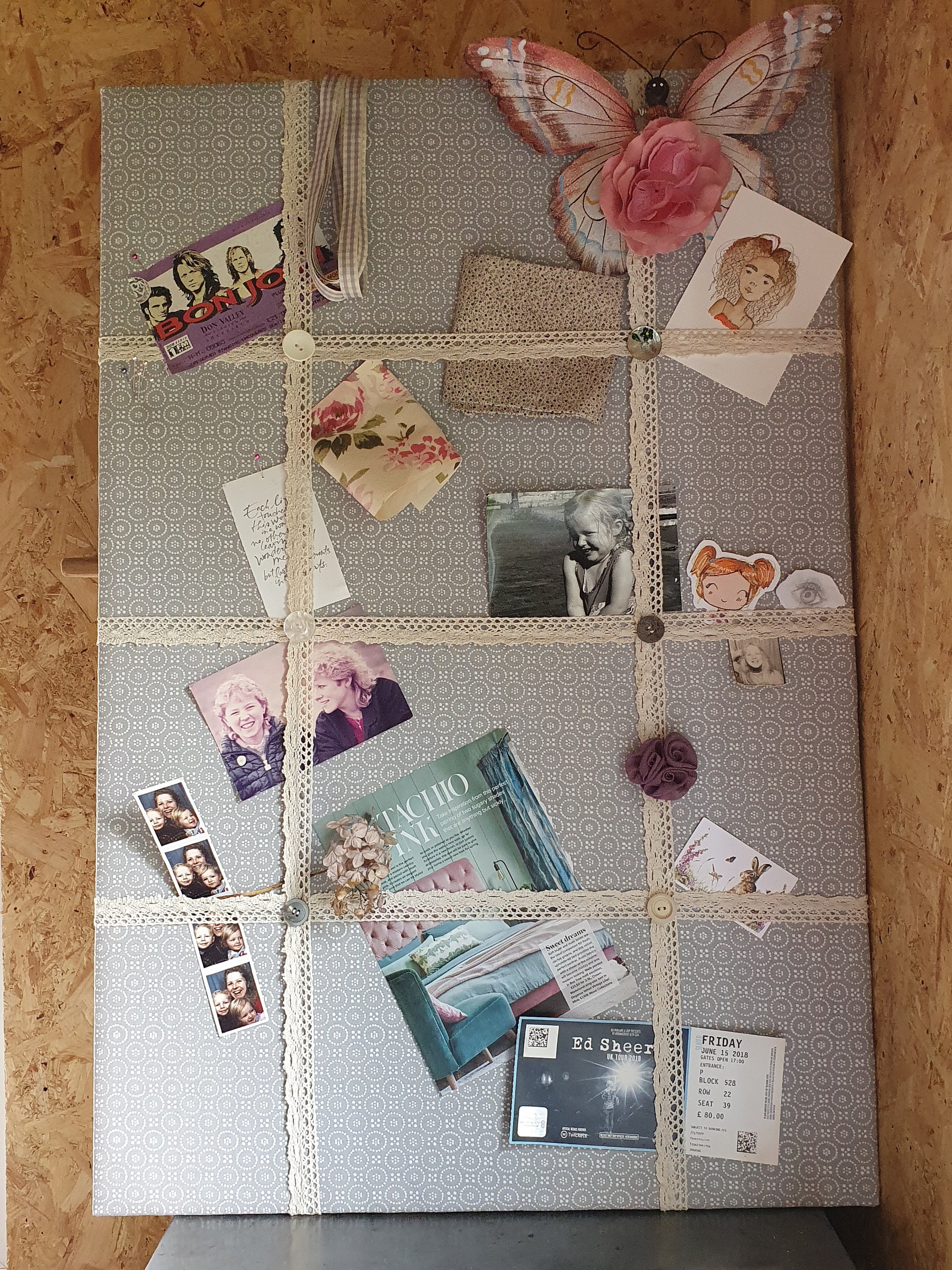 Fabric covered display board vintage shabby chic memo board Etsy