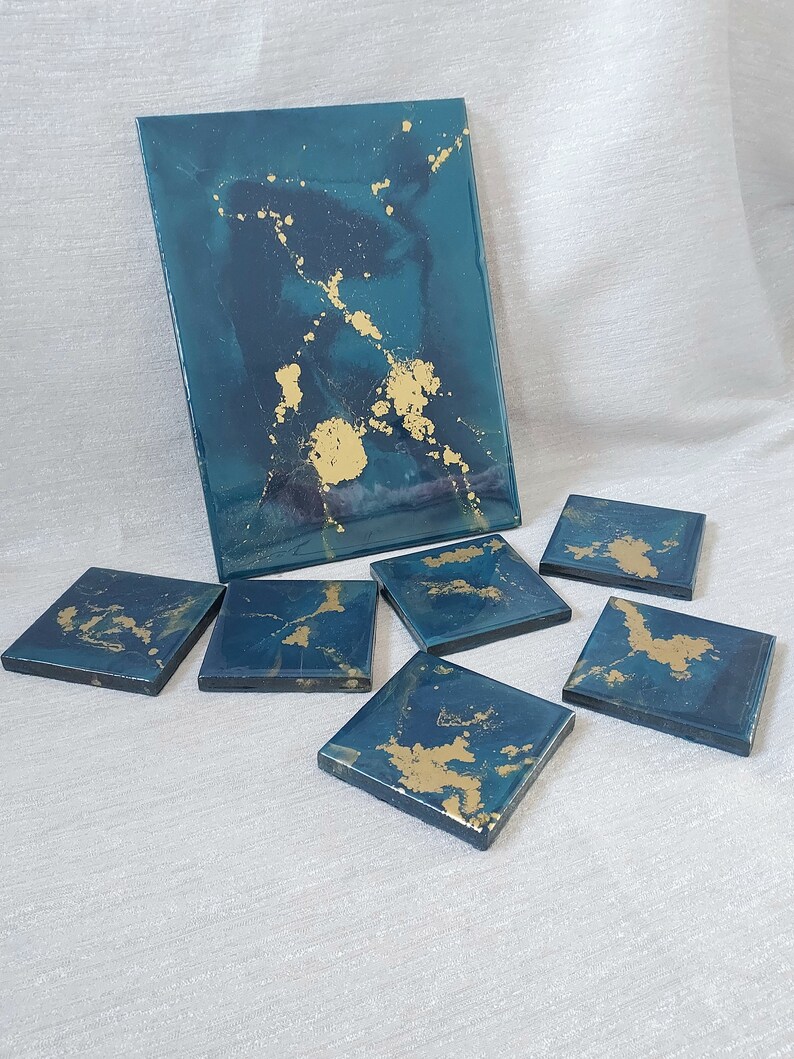 Set of 6 Placemats and Coasters Resin on Wood Handmade Etsy UK