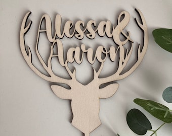 Cake Topper Deer Antler Wedding / Cake Decoration Wedding / Birthday