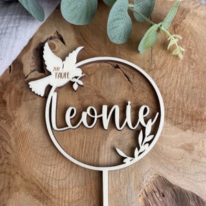Cake Topper for Baptism Personalized with Name / Cake Plug Baptism with Dove / Cake Topper Name
