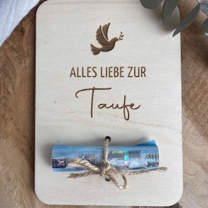 Postkarte aus Holz / Grußkarte / Holzkarte / Geldgeschenk / Geschenk zur Taufe