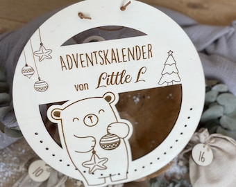 Adventskalender personalisiert mit Namen rund / Weihnachtskalender Advent zum befüllen