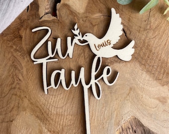 Caketopper zur Taufe / Kuchendeko personalisiert mit Namen / Cake Topper Taufe mit Taube