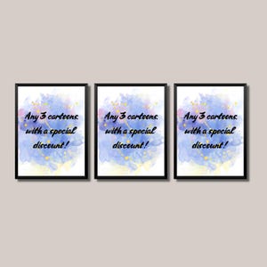Quaisquer 3 impressões - Crie seu próprio conjunto, conjunto de pôsteres personalizados, escolha suas impressões, conjunto de arte de parede, pacote de impressão em aquarela, pedido especial