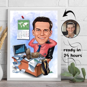 Personalized Super Boss Cartoon Portrait, Super Boss Caricature, Funny Super Boss Caricature, Boss Caricature from Photo, Gift for Boss