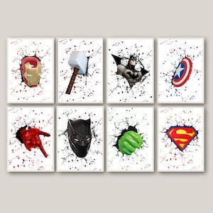 Impressões de super-heróis, decoração de parede de quarto infantil, arte de parede de super-heróis, pôster digital de super-heróis, pôster de super-heróis, quarto infantil, super-heróis