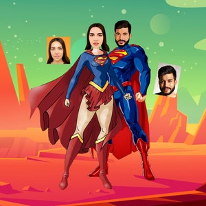 Superhero Caricature Comics, Superhero Portrait from your photo, Custom Cartoon Portrait, Custom Superhero Portrait, Family Superhero