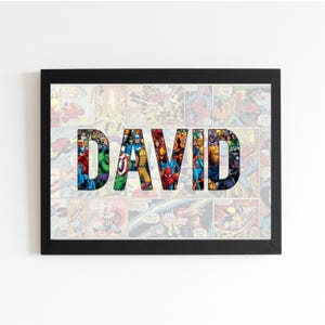 Personalized Superhero Name Print – Custom Avengers Word Art Poster, Boys Room Decor, Digital Superhero Wall Art, Birthday Gift for Kids