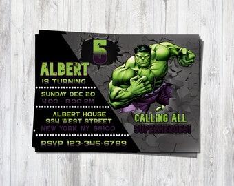 Hulk Digitale Einladung, Hulk Geburtstagseinladung, Hulk Party Einladung, Hulk Einladung, Geburtstagseinladung, personalisiert, digitale Datei
